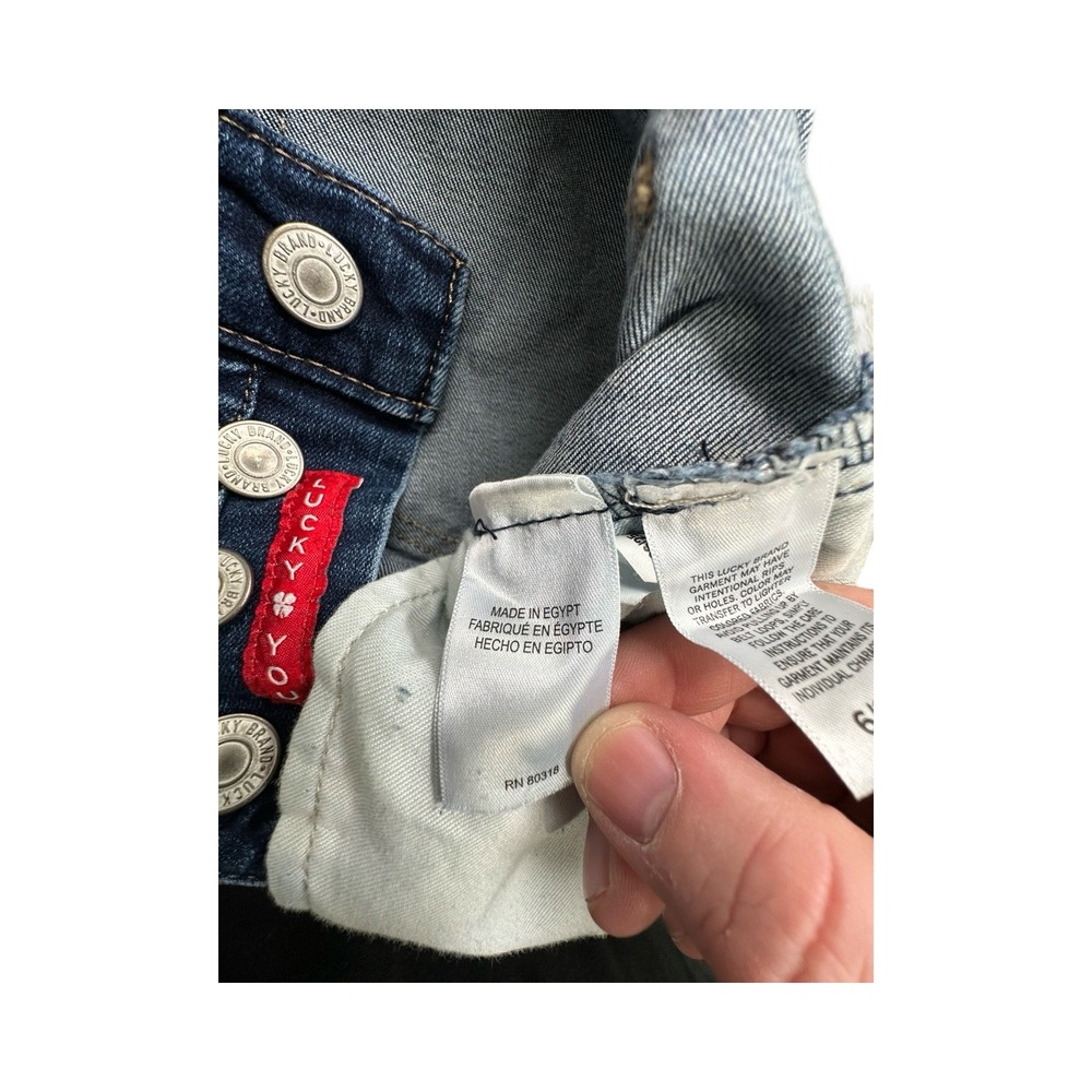 Lucky Brand Jeans Womens 6/28 Blue Sweet Mid Rise Straight Raw Hem Button Fly‎ - Picture 5 of 15